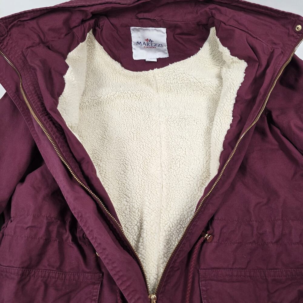 Marezzi Couture Women’s Medium Sherpa-Lined Maroon Chore Jacket coat - Picture 6 of 13
